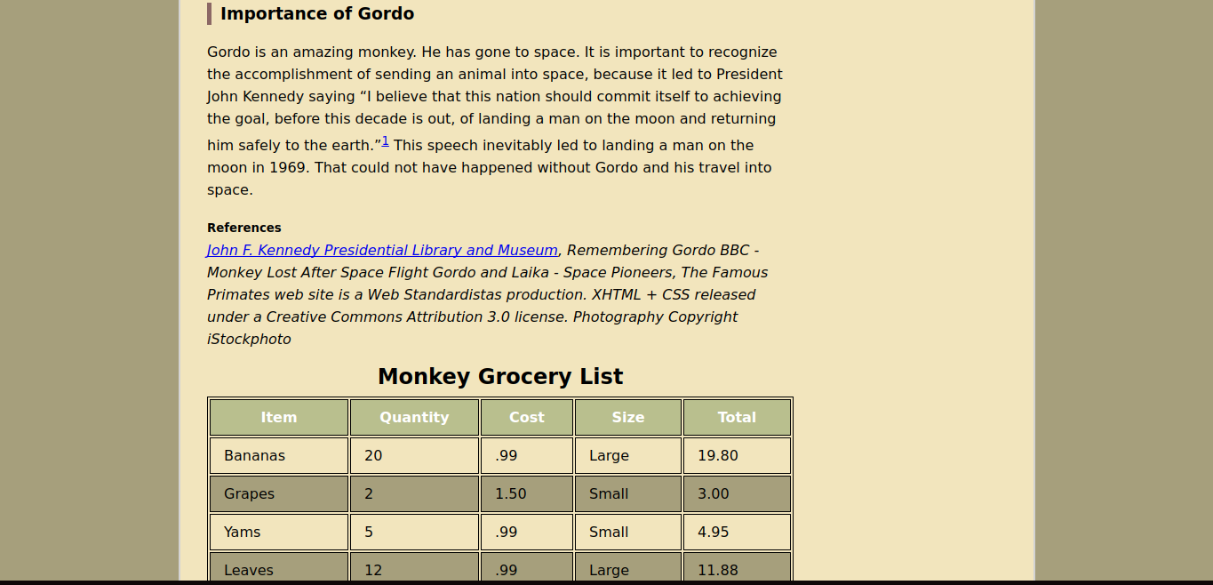 screenshot of an green and tan basic webpage