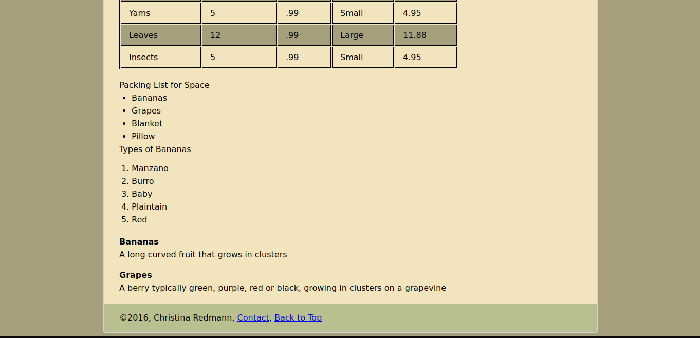 screenshot of an green and tan basic webpage